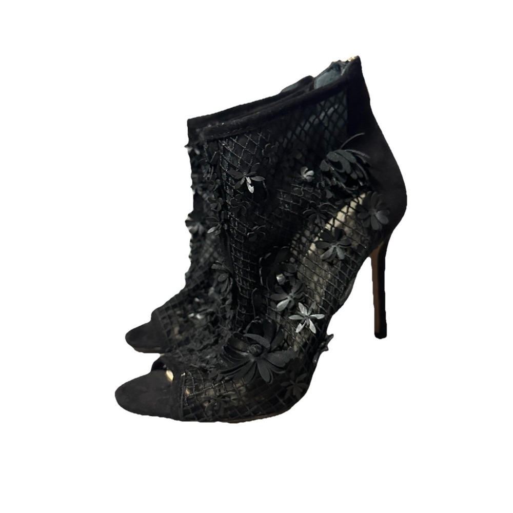 Jessica Simpson Black Flower Netted Heel Women's Size 10 - Picture 3 of 6